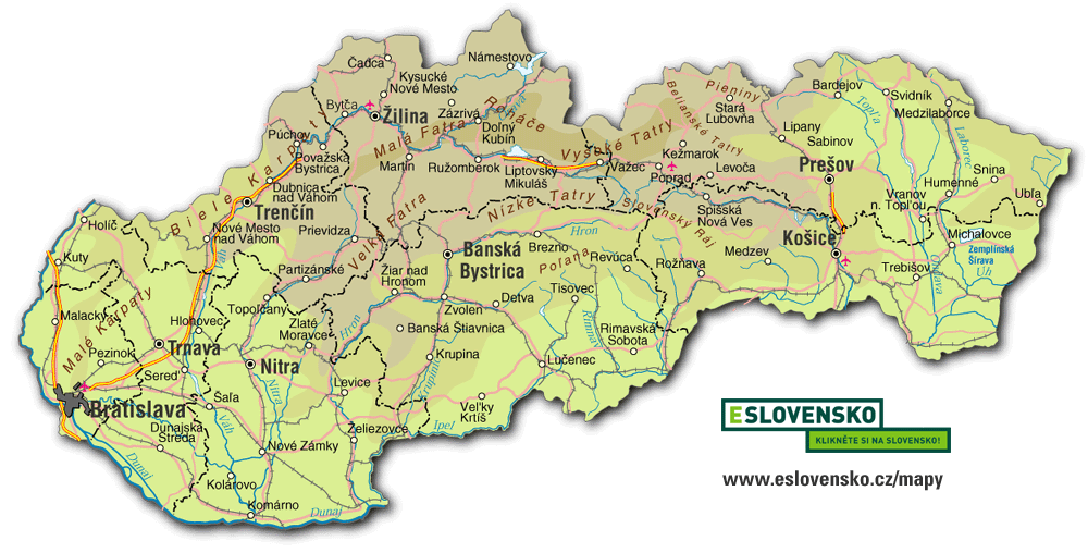 Slovensko na mape.